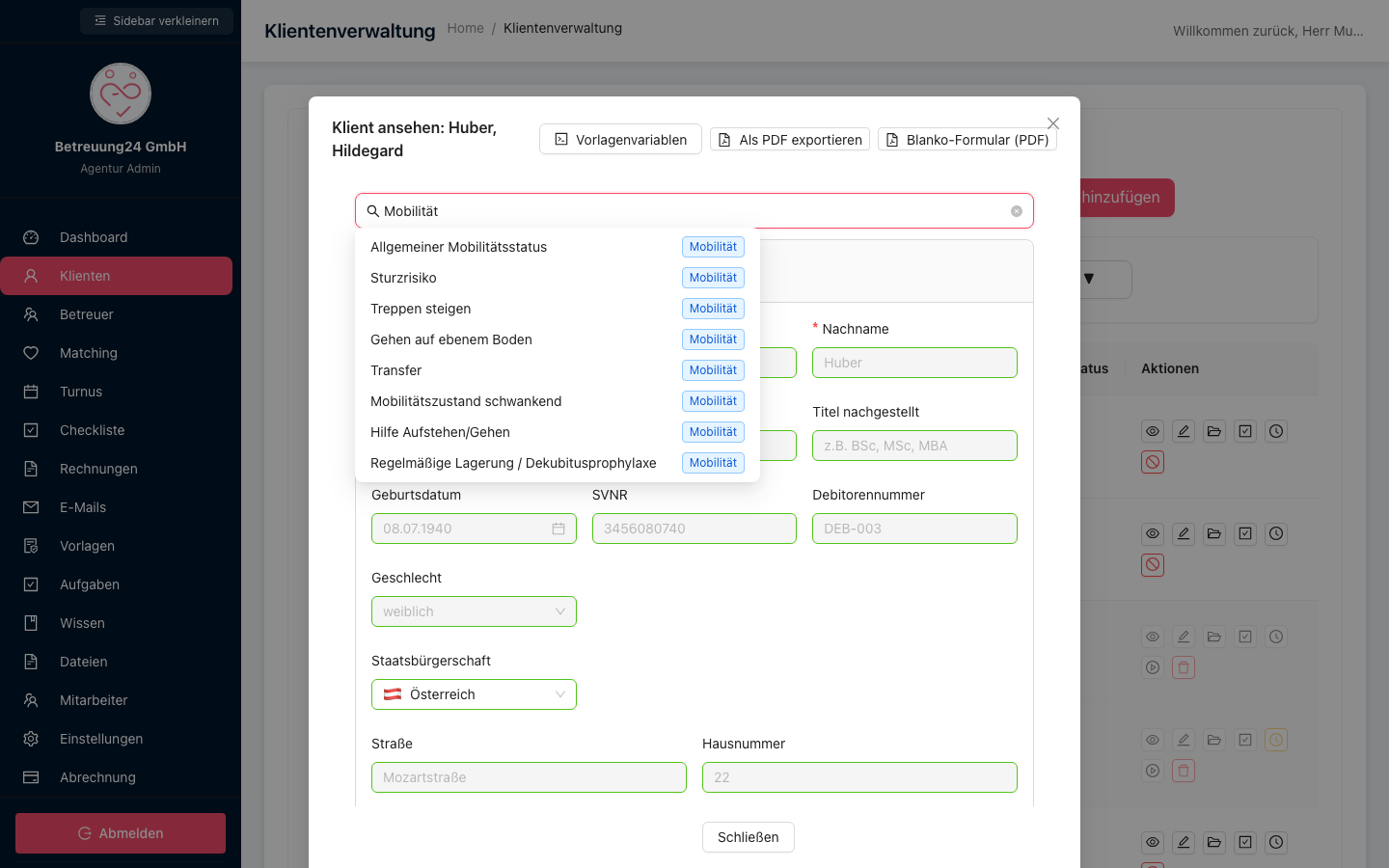 Pflegeassessment im Klientenprofil: strukturierte Erfassung von Erkrankungen bis Haushalt
